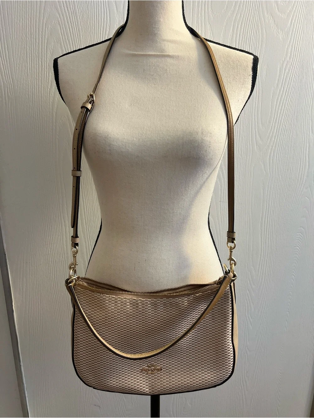 Coach Legacy Jacquard Sutton Crossbody Purse in Tan
